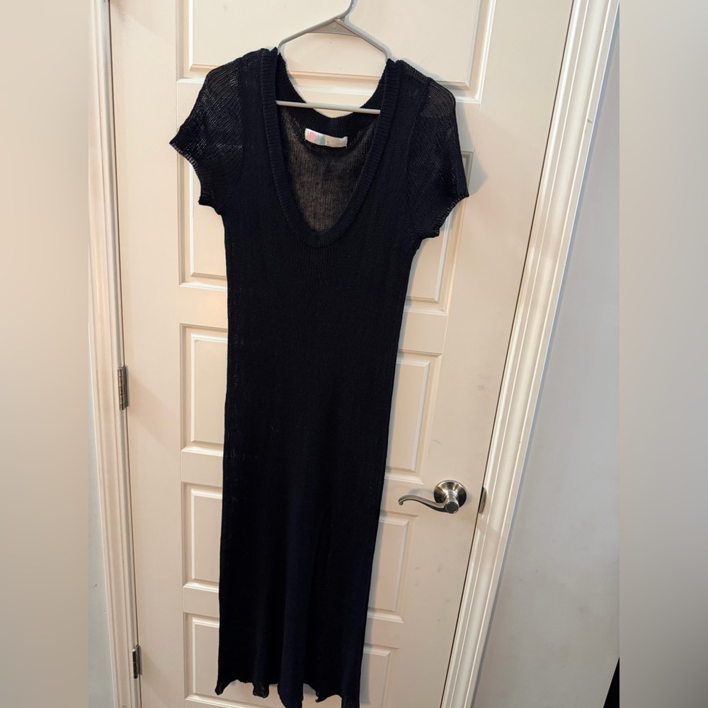 Free People Black One Love Scoop Neck Black Knit Midi Cover Up Dress